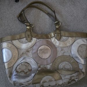 Coach Women's Gold and Silver Tote Bag